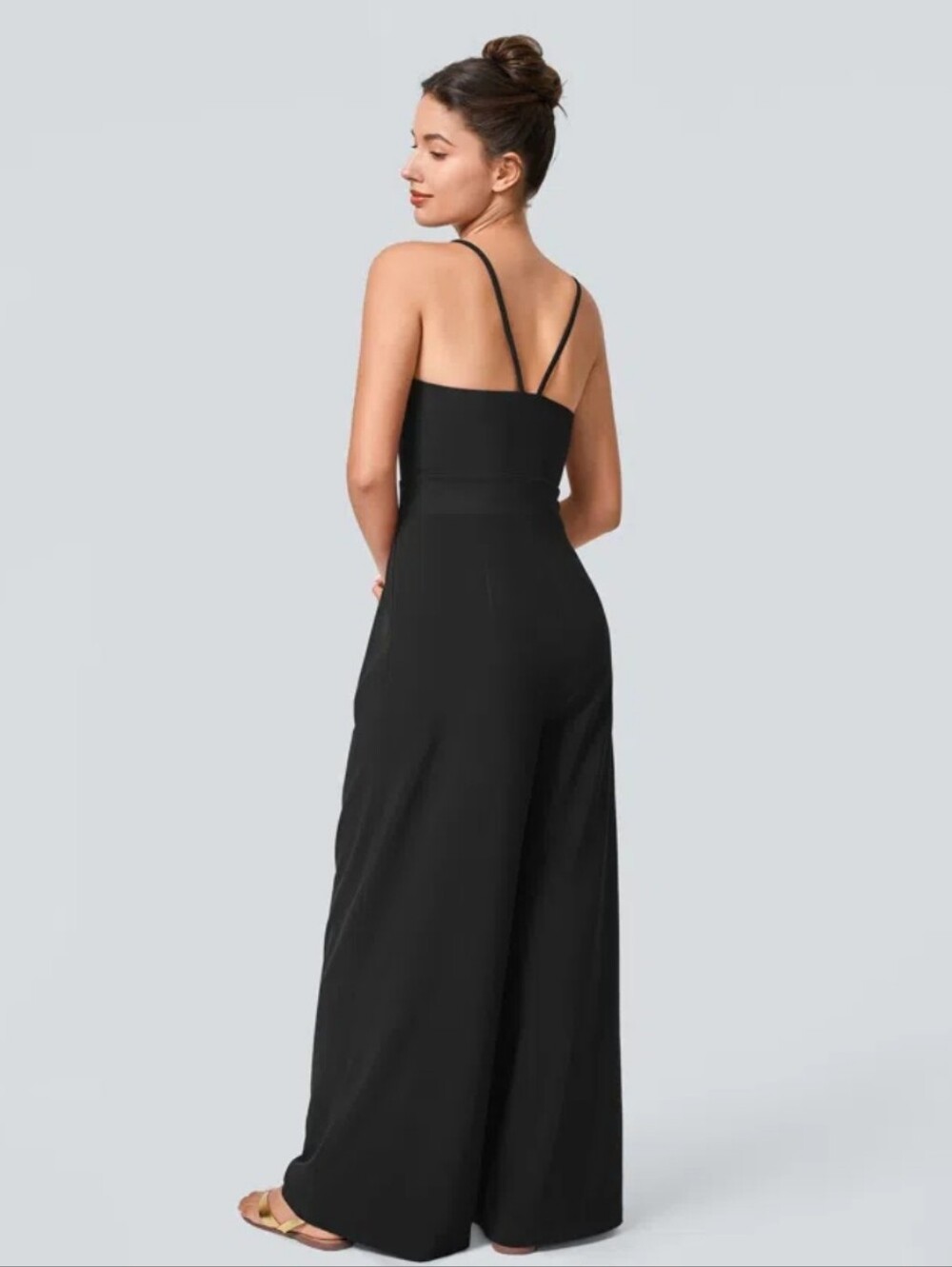 HALARA Black Wide-Leg Spaghetti Strap Jumpsuit - Picture 3 of 8